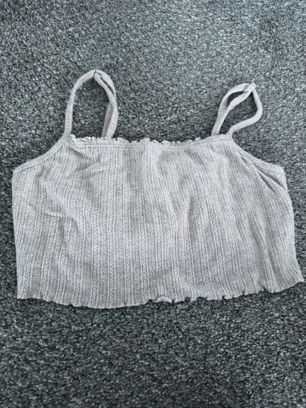 Light Gray Ribbed Knit Cami Top